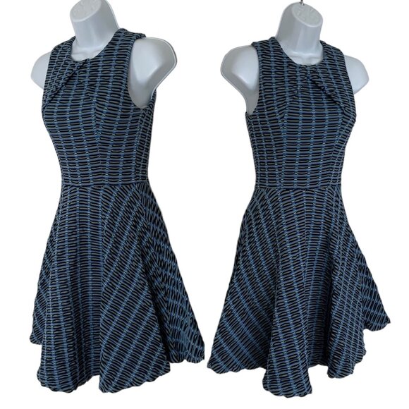 Opening Ceremony Jacquard Skater Dress XS Peony Blue Sleeveless Mini Party NEW - Picture 3 of 12